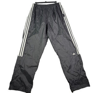Vintage Adidas Track Pants Mens XL (30x32) Black White Y2K Baggy Zip Windbreaker
